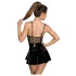 Noir - Lackkleid mit Netzdetail (Schwarz)