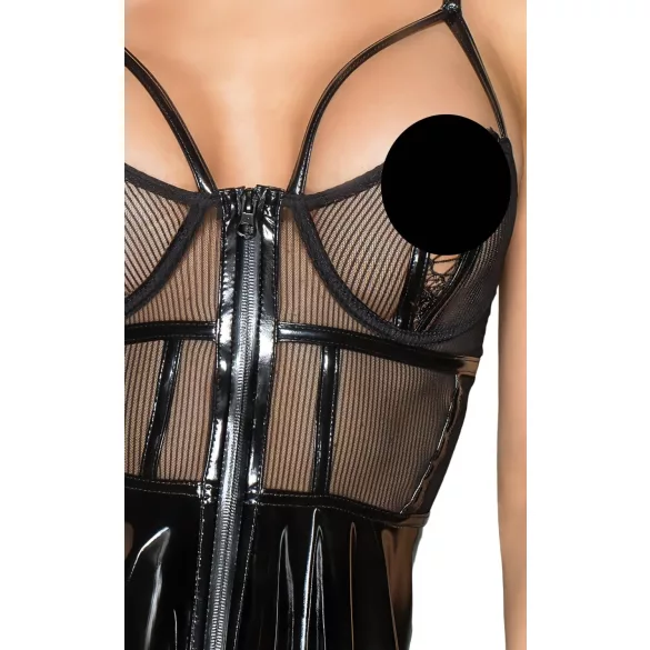 Noir - Lackkleid mit Netzdetail (Schwarz) - XL