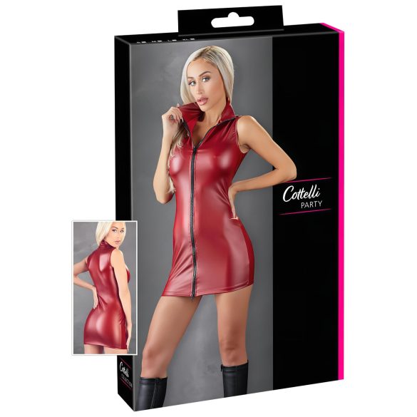 Cottelli Party - Glänzendes Minikleid ohne Ärmel mit Reißverschluss (Rot) - M