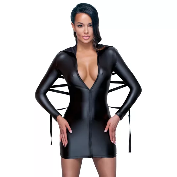 Cottelli Bondage - Glänzendes Kleid mit Fessel (schwarz) - L