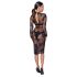 Noir - Transparenz & Blumen: Langarmkleid (Schwarz)