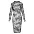 Noir - Transparenz & Blumen: Langarmkleid (Schwarz)