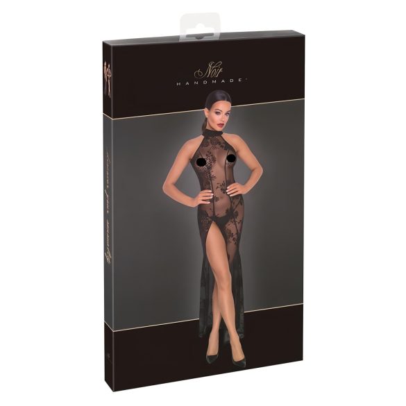 Noir - Transparenz, florales, langes Kleid (schwarz) - XL