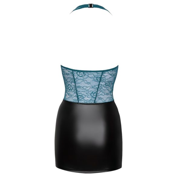 Cottelli - Schnürkleid mit Spitze, glänzend (schwarz-grün) - M