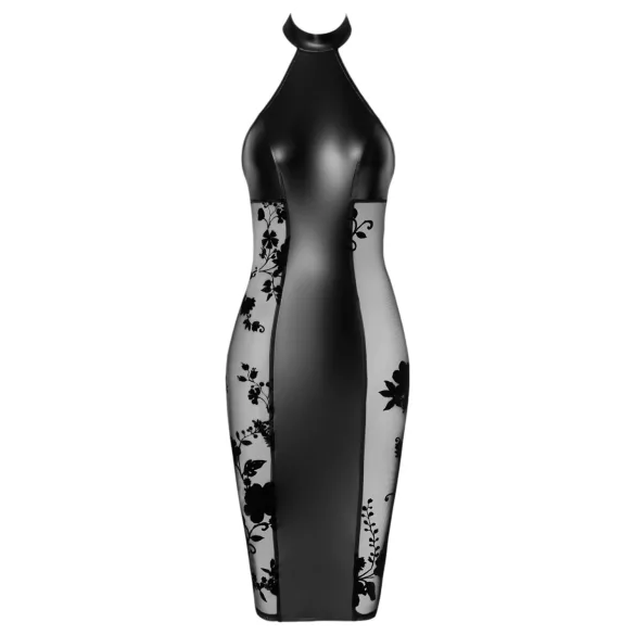 Noir - glanzendes Neckholder-Kleid (schwarz)