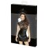Noir - Glänzendes Kleid mit Spitzentop und Korsett (Schwarz) - M