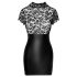 Noir - Glänzendes Kleid mit Spitzentop und Korsett (Schwarz) - M