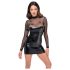 Noir – Glänzendes Kleid mit transparentem Oberteil (Schwarz)