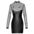 Noir – Glänzendes Kleid mit transparentem Oberteil (Schwarz)