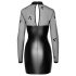 Noir – Glänzendes Kleid mit transparentem Oberteil (Schwarz)