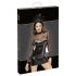 Noir – Glänzendes Kleid mit transparentem Oberteil (Schwarz) - M