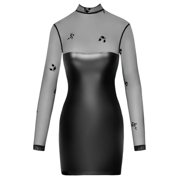 Noir - Transparentes Glanzkleid mit Oberteil (Schwarz) - M