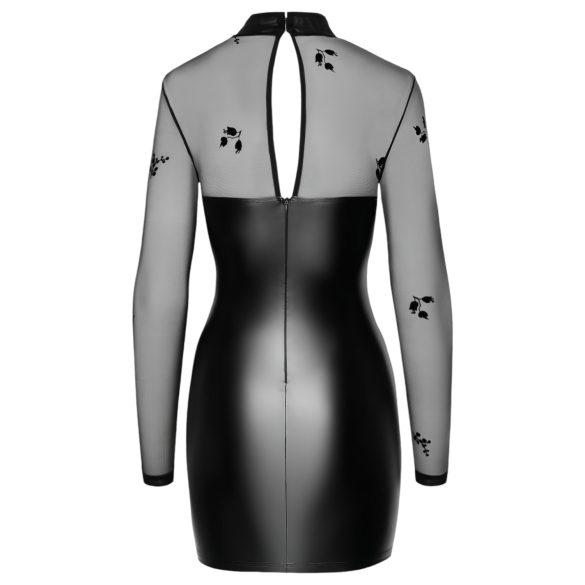 Noir - Transparentes Glanzkleid mit Oberteil (Schwarz) - M