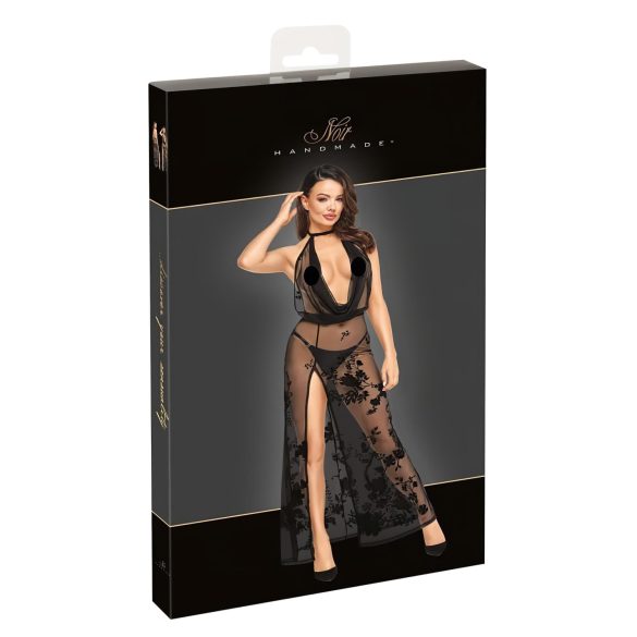 Noir - Transparenter Maxikleid mit Blumenmuster (Schwarz) - L