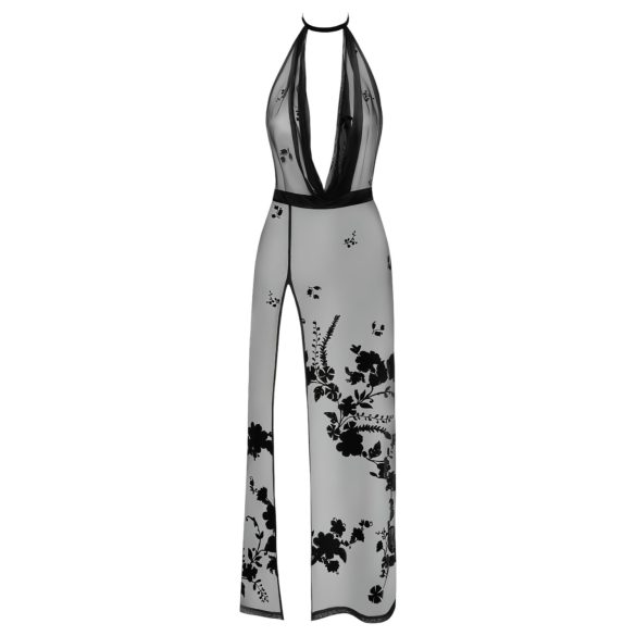 Noir - Transparenter Maxikleid mit Blumenmuster (Schwarz) - L
