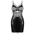 Obsessive Dominna - Glänzendes Kleid mit transparentem Einsatz (Schwarz)