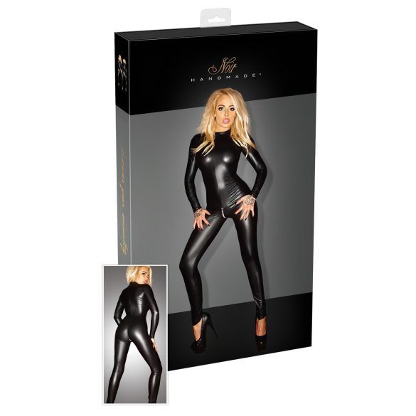 Noir - Glänzender, langärmeliger Overall (Schwarz) - XL