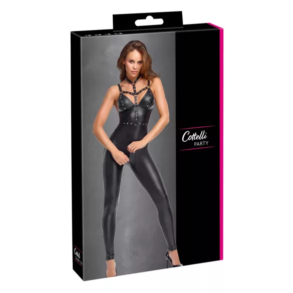 Cottelli - matter Overall mit abnehmbarer Brustpartie (schwarz)