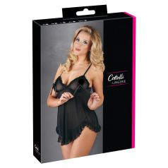 Cottelli - Luftiges, gerüschtes Babydoll (schwarz) - M