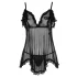 Cottelli - Luftiges, gerüschtes Babydoll (schwarz) - XL