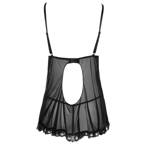 Cottelli - Luftiges, gerüschtes Babydoll (schwarz) - XL