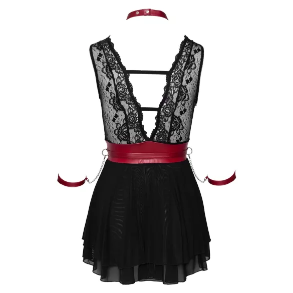 Cottelli Bondage - Spitzenbabydoll mit Halsband (schwarz)