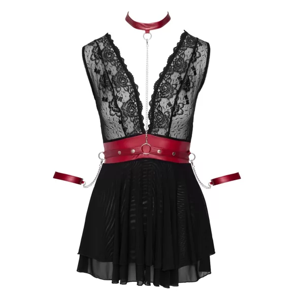 Cottelli Bondage - Spitzenbabydoll mit Halsband (schwarz) - L