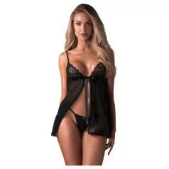 Obsessive Blomentis - Spitzen-Babydoll-Set (schwarz)