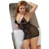 Cottelli Plus Size - Spitzen-Negligé transparent (schwarz) - 4XL