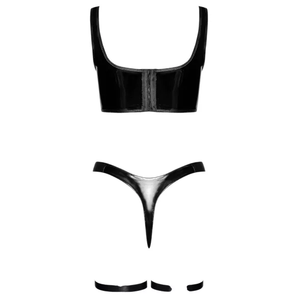 Black Level - Lack-Kleid Set (schwarz)