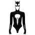 Schwarzer Samt - Batwoman Body mit langen Ärmeln