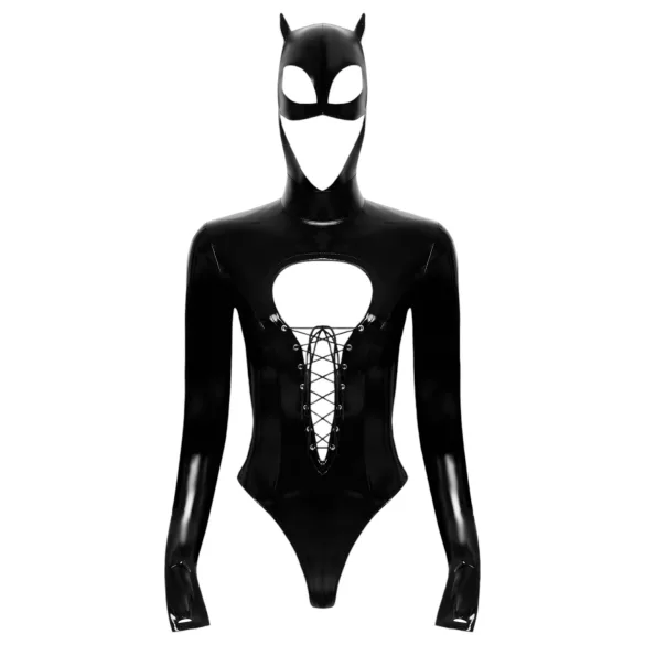 Black Velvet - Langarm Batwoman Body (schwarz) - L