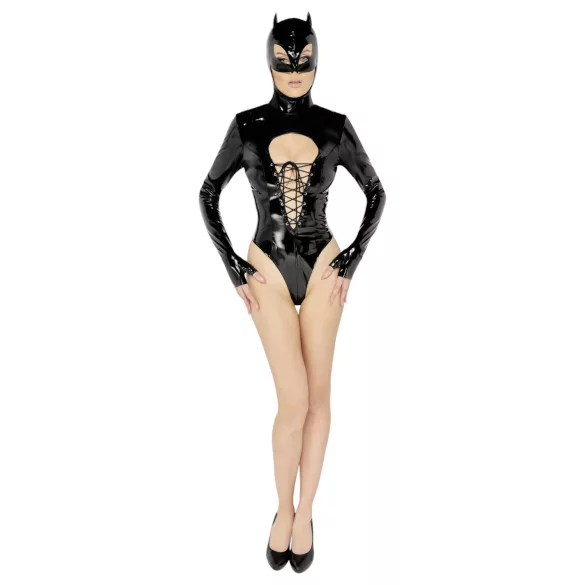Black Velvet - Langarm Batwoman Body (schwarz) - XL