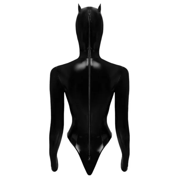 Black Velvet - Langarm Batwoman Body (schwarz) - XL