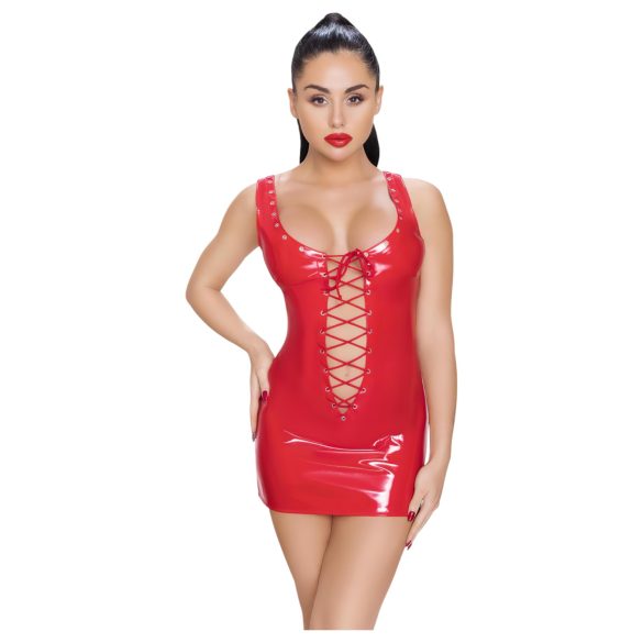 Black Level - Lack-Minidress mit Schnürung (Rot) - M