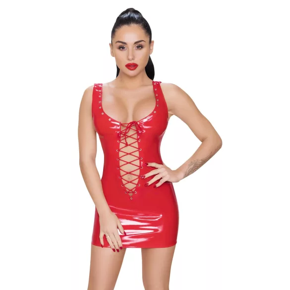Black Level - Lack-Minidress mit Schnürung (Rot) - 2XL
