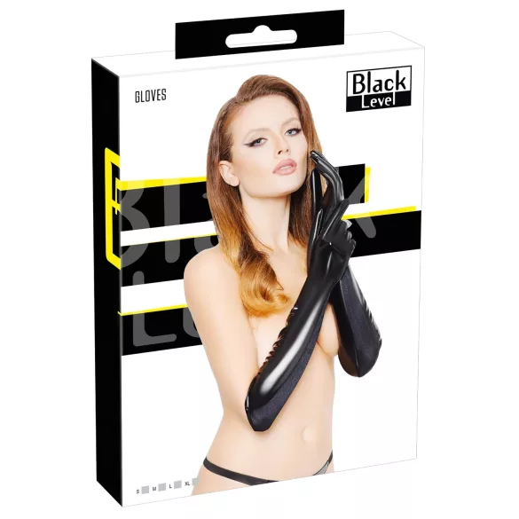 Black Level - Glänzende Lackhandschuhe (schwarz) - M