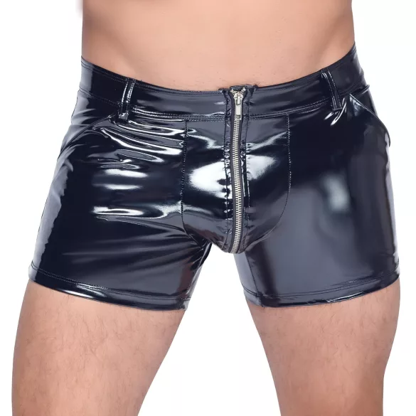 Black Level - Herrenlackshorts mit Seitentaschen (schwarz)