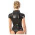 LATEX - Reißverschluss, kurzärmliges Damenoberteil (schwarz) - L