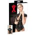 LATEX - Reißverschluss, kurzärmliges Damenoberteil (schwarz) - XL