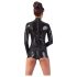 LATEX - Offener, langärmeliger Kurzbodysuit (Schwarz) - L