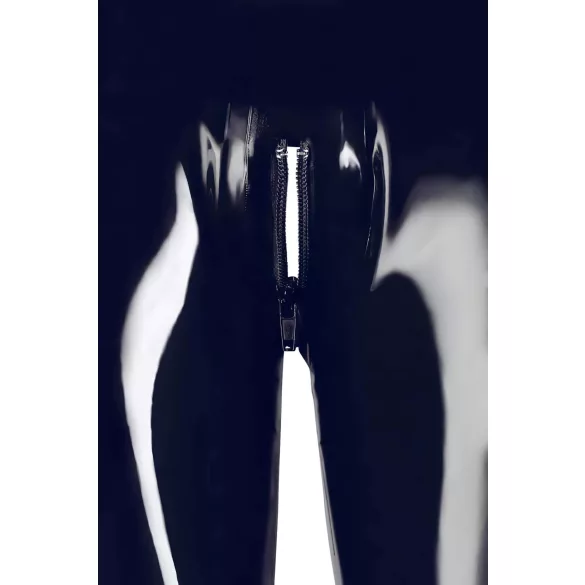 Latex - Reißverschluss-Leggings (schwarz) - XL