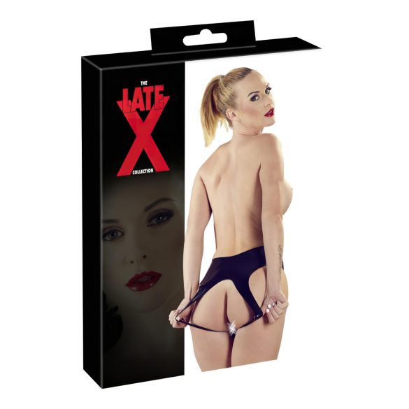 LATEX - komplett offene Damenunterhose - Schwarz (S-L)