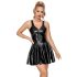 LATEX - Minikleid mit Rüschensaum (Schwarz) - M
