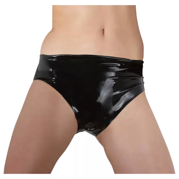 Latex Damen-Slip mit integriertem Dildo (schwarz)