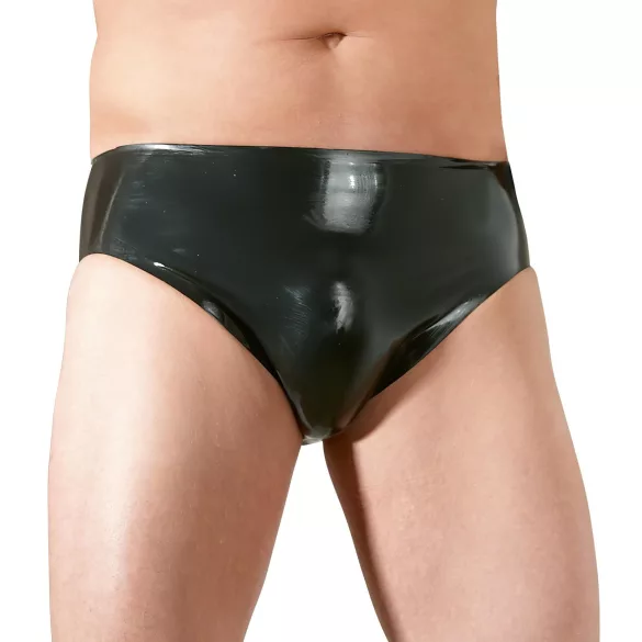 LATEX - Herren-Slip mit internem Anal-Dildo (schwarz) - L