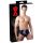 LATEX - Herren String mit konischem Anal-Dildo (schwarz) - M