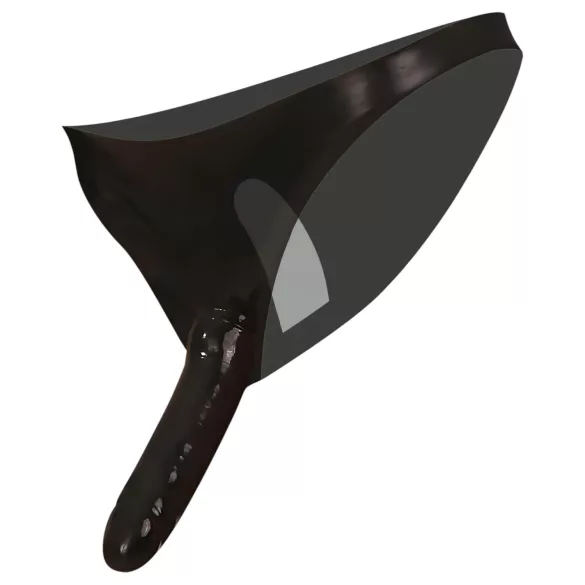 Latex schwarze Unterwäsche mit äußeren und inneren Dildos (S-L)