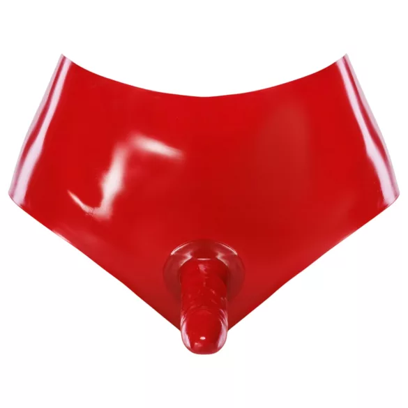 LATEX - Slip mit realistischem Dildo (rot)