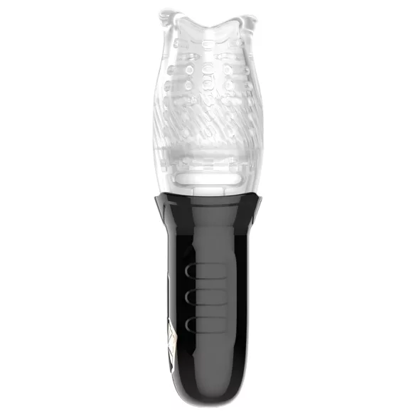 Leopard Bellucci 360 - rotierender-vibrierender Masturbator (transparent-schwarz)
